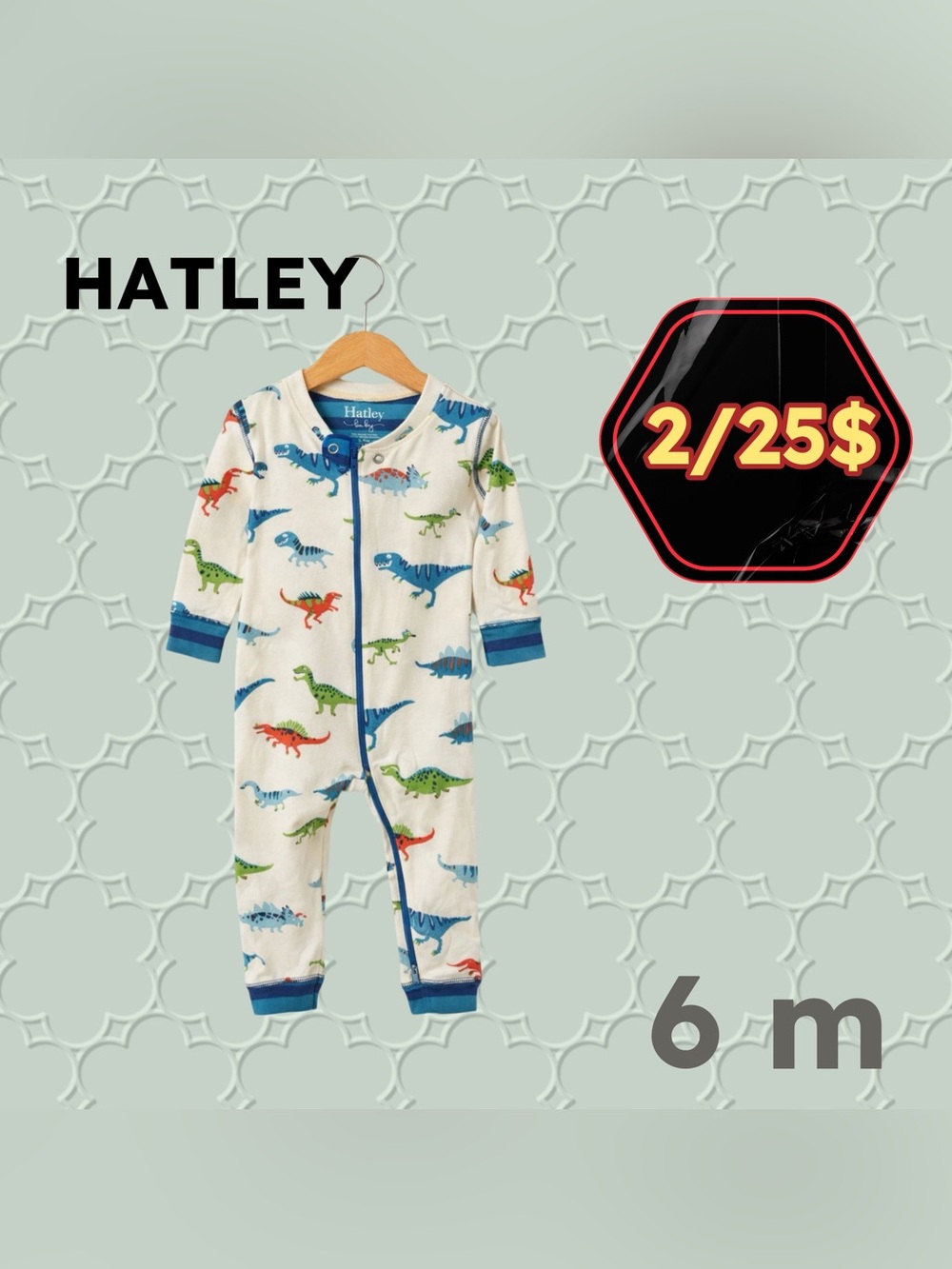 🌙 2/25$ 🇨🇦👍GUC HATLEY |6m| Unisex Baby PJ Sleeper Footless Dino 🦕 🌳*